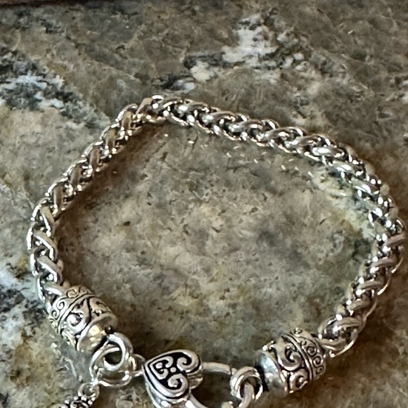 Silver Heart Key Charm Bracelet - Picture 4 of 11